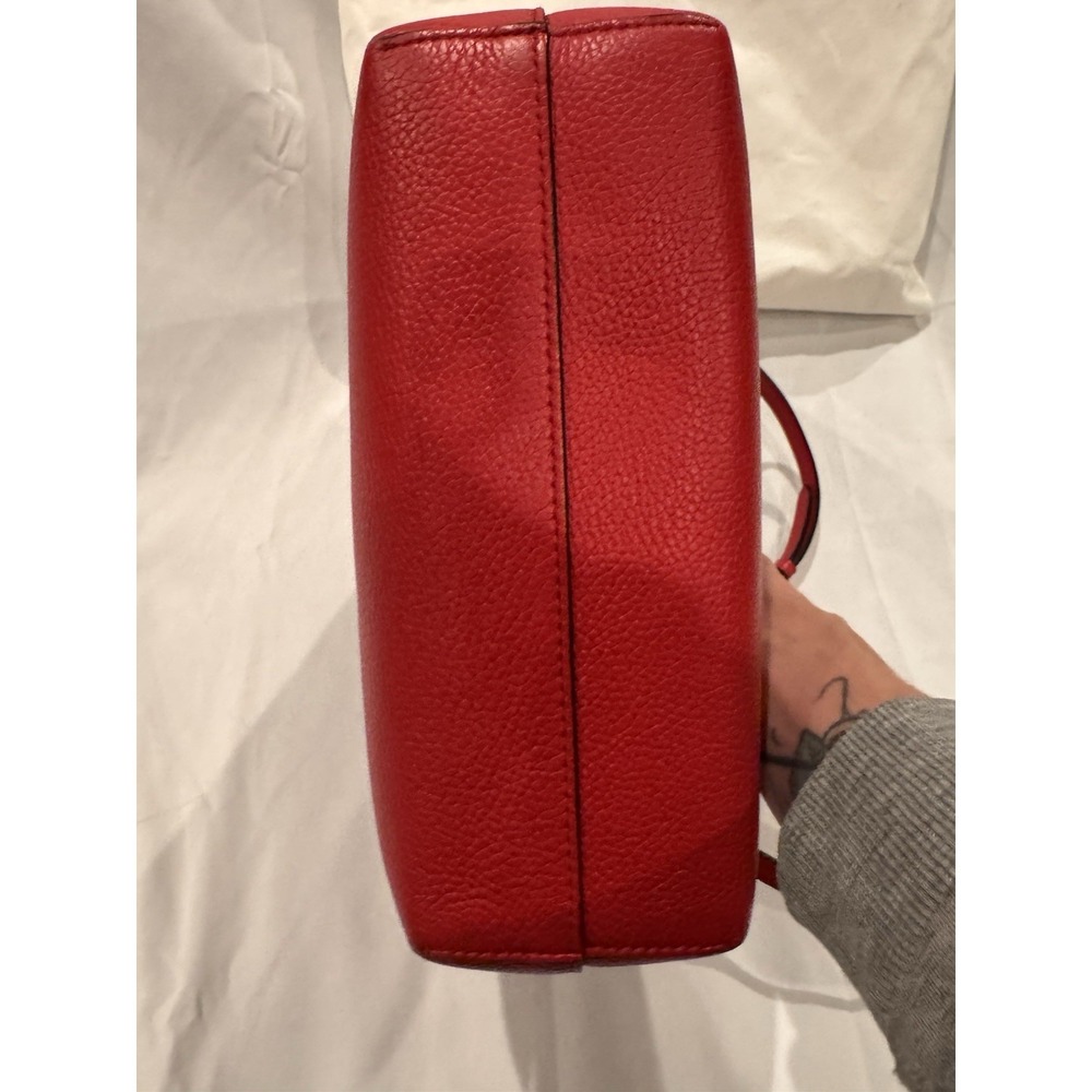 Alexander McQueen Red Pebbled Leather Mini Tote Crossbody Bag Gold Hardware - Picture 6 of 14